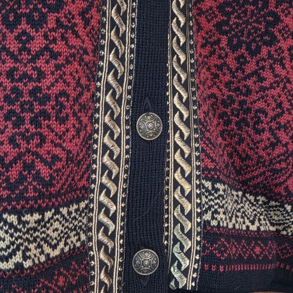 Icewear Wool Cardigan Sweater Vintage Norwear Nordic Button Down Gold Accents M - Picture 6 of 11